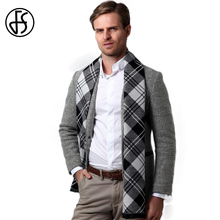 FS Luxury Brand Soft Wool Scarf Black White Plaid Men Winter Style Cashmere Knitted Male Designer Long Warm Scarves Warp Shawl 2024 - buy cheap