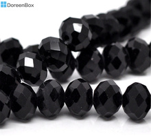 Doreen Box hot-  Black Crystal Glass Faceted Beads 5040 8x6mm,Approx 360Pcs (B11643) 2024 - buy cheap