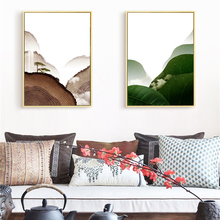 Pintura en lienzo de paisaje abstracto de estilo chino para sala de estar, pintura en lienzo de árbol de hojas verdes, póster para pared, imagen de decoración escandinava 2024 - compra barato