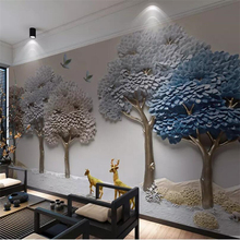 beibehang Custom wallpaper 3D murals embossed fortune tree elk TV background wall papers home decor papel de parede 3d wallpaper 2024 - buy cheap