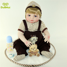 Boneca menino reborn, baby dolls, 23 polegadas, 57cm, cabelo loiro, peruca, boneca de brinquedo 2024 - compre barato