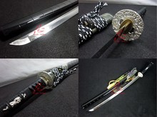 Глиняный закаленный стальной лезвие T10, японский катановый меч, серебряная волна tsuba, заточенный боевой готов 2024 - купить недорого