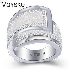 316L Stainless steel Creative Beads Women Wedding Rings With Pearls Fashion Jewelry ring Accessories for Women 2024 - buy cheap