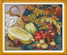 Fruits and Vegetables Still Life Canvas Cross Stitch Kits 100% Printed Embroidery DIY Handmade Needle work Wall Home Decor 2024 - buy cheap