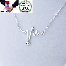 OMHXZJ Wholesale European Fashion Woman Girl Party Wedding Gift Heart Beating 925 Sterling Silver Pendant Necklace NA15 2024 - buy cheap