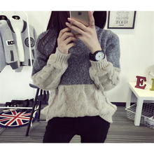 Women Sweaters Pullovers 2019 Autumn Winter Wist Stitching Loose Sweater O-neck Pullover Thick Warm Slim Sweater Top AA49 2024 - buy cheap