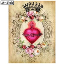 5d diy diamond painting heart flower crown pattern full square 3d diamond embroidery diamond mosaic kit handicraft wall sticker 2024 - buy cheap