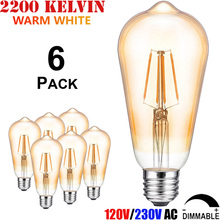 25 40 60 Watt ST64 Incandescent Light Bulb Equal Edison Lamp E27 4W 6W 8W 220 230 240 Volts Dimmable LED Filament Bulb 4 6 8 W 2024 - buy cheap