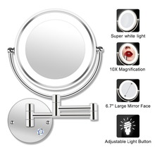 8.5" LED Double Sided Swivel Wall Mount Vanity mirror-3x 5x 10x Magnification,13.7" Extension,Touch Button Adjustable Light 2024 - buy cheap