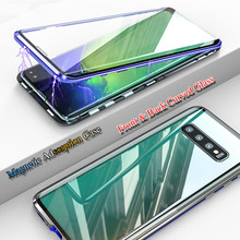 360 Full Body Frente Verso Vidro Curvo Adsorção Magnética Caixa De Metal para Samsung Galaxy S10 S9 s8 Mais Nota 9 8 Cover de luxo 2024 - compre barato