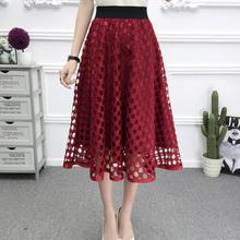 Женская офисная юбка в горошек Zuolunouba, красная летняя юбка А-силуэта до колен с вырезами 2024 - купить недорого