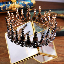 JaneVini Gothic Round Tiaras and Crowns Fashion Jewelry Crystal Bridal Hair Accessories Wedding Headpiece Pageant Party Headband 2024 - buy cheap