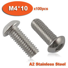 100 piezas ISO7380 M4 x 10 A2 de tornillo de acero inoxidable hexagonal Tornillos 2024 - compra barato