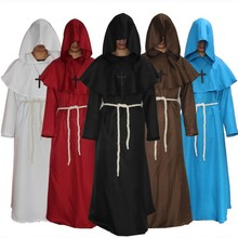 Idade média renascentistas adultos cosplay traje monges pastor robe exorcismo frade festa de halloween unisex capa vestido 2024 - compre barato