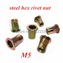 500PCS M5 Flat Hex Rivet Nut Rivnut Insert Nutsert Countersunk Head column Nut steel with yellow zinc plated 2024 - buy cheap