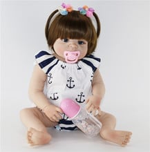 Boneca baby reborn, boneca baby alive 23 "55cm, silicone adorável, boneca baby reborn, brinquedo de natal, presente para crianças 2024 - compre barato