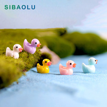 5pcs Colorful Duck miniature figures decor mini fairy garden cartoon animals Moss micro landscape ornaments resin baby toy 2024 - buy cheap