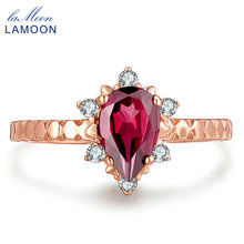 LAMOON-Anillo de plata de primera ley con forma de lágrima para mujer, sortija, plata esterlina 925, 100% Natural, granate, rojo, 1 quilate, romántico, boda, WTDP, LMRI024 2024 - compra barato