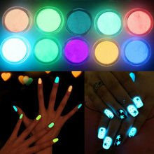 10 Colors(will be sent by random) Glow In The Dark Luminous Nail Art Fluorescent Neon Acrylic Powder Dust 2024 - buy cheap