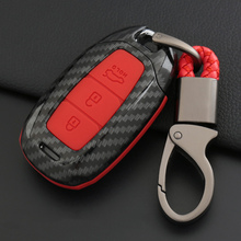 Carbon Fiber Silicone Car Key Case For Hyundai i30 Ix35 Solaris Azera Elantra Grandeur Ig Accent Santa Fe Verna 2017 2018 Cover 2024 - buy cheap