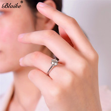 Blaike-Anillos clásicos redondos de oro blanco con diamantes de imitación para mujer, joyería de moda, banda de boda, anillos de compromiso, regalos para amantes 2024 - compra barato