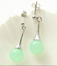 Free shipping >>>>>>Beautiful ! 10mm round light green stone Drop earrings 2024 - buy cheap