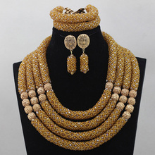 Exclusive African Beads Jewelry Set 2017 Nigerian Wedding Flower Clusters Statement Necklace Set Free Shipping QW1100 2024 - buy cheap