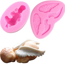 Molde de silicona 3D para hornear, para bebé durmiendo y ala de Ángel, herramientas de decoración de tartas, F0686, 2 uds. 2024 - compra barato