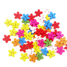 100pcs Mixed 16x16mm Wooden Flower Buttons For Clothing Needlework Scrapbooking Wood Botones Decorative Crafts Diy Accessories 2024 - buy cheap