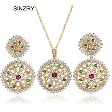 SINZRY Jewelry cubic Zirconia hollow flower pendant necklace earring set trendy big wedding jewelry set for women 2024 - buy cheap