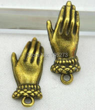 Pingente amuleto de mão antigo bronze feminino, acessório para fazer joias-11x26mm 10 peças 2024 - compre barato