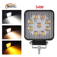 OKEEN White Yellow Car LED Work Light Bar 54W Flood Spot Combo Beam LED Spotlight 12V 24V for Jeep ATV UAZ SUV 4WD Truck Tractor 2024 - buy cheap