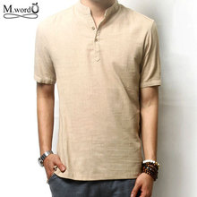 Mwxsd high quality Summer Mens linen Shirt Casual loose Men Dress Short-Sleeve Shirts plus size 3xl 2024 - buy cheap