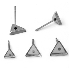 Brinco triangular de aço inoxidável, 4/6/7mm, poste de orelha, unhas planas, base, postes diy, descobertas, joias, makings 2024 - compre barato