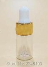 3ML Glass Essential Oil Vial, With Gold Circle and White Plastic Head Dropper, Small Sample Glass Purfume Bottle, 100pcs/lot 2024 - buy cheap