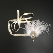 1920's Flapper Great Gatsby головной убор с пером винтажный головной убор Танцевальная вечеринка ee 2024 - купить недорого