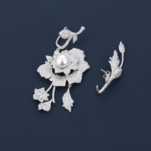 UMGODLY Luxury Brand Fashion Flower Earrings Cubic Zirconia Asymmetry Pearl Earring Elegant Women Wedding Party Jewelry 2024 - buy cheap