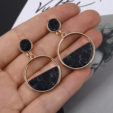 DAXI Fashion Simple Geometric Circular Marble Earrings Girls Semi Hollow Round Dangle Earrings For Women Temperament Jewelry 2024 - buy cheap
