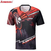 Kawasaki бадминтон Мужская рубашка Спортивная дышащая с v-образным вырезом бадминтон беговые футболки для тренировок для мужчин ST-S1105 2024 - купить недорого