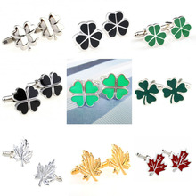 Trendy Black Green Siver Clover Gold Red Maple Leaf Cufflink Cuff Link 1 Pair Big Promotion 2024 - buy cheap