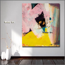 Popular Pure Handmade Picture High Quality Canvas Painting Pink and Yellow Oil Painting on Canvas Abstract Picture Art Painting 2024 - buy cheap