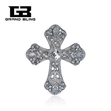 Sparkly Crystal Cross Brooch Jewelry Gift Christian Jesus Lapel Pin 2024 - buy cheap