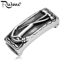 RUIMO-Cuentas de acero inoxidable 316l, accesorios de cuentas de Metal grandes, cuentas de anclaje de agujero cuadrado para fabricación de joyas de pulseras de cuero 2024 - compra barato