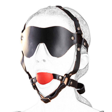 camaTech Leather Head Harness With Blindfold & Solid Silicon Muzzle Ball Gag Straped On Mouth Restraint Bondage Fetish Adult Toy 2024 - buy cheap