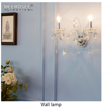 Luminária de parede luxuosa k9 de cristal, 2 luzes, braços de vidro, sconce de parede, lâmpada de iluminação para hall de corredor 2024 - compre barato