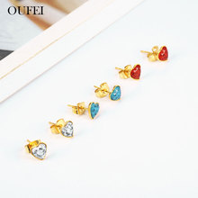 OUFEI Stainless Steel Jewelry Woman Fashion Heart Stud Earrings For Women Jewelry Accessories Bohemian wholesale lots bulk 2024 - buy cheap