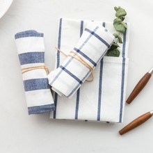 Toalla de cocina a rayas azul y blanco de alta calidad, 10 Uds., servilleta, mantel de mesa, 100%, tela de algodón, Envío Gratis 2024 - compra barato