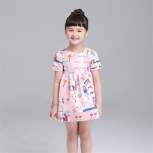 Vestido infantil de princesa estampa grafite, alta qualidade, rosa, manga curta, feminino, férias, kawaii 2024 - compre barato