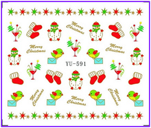 1X   Water  Stickers Nail Decals Stickers Water Transfers Decal  Xmas Chrismas Santa Clause Snow Man YU591-596 2024 - buy cheap
