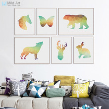 Original moderno 3D geométrico Animal abstracto León caballo jirafa lienzo A4 impresión Poster pared imagen decoración del hogar pintura sin marco 2024 - compra barato